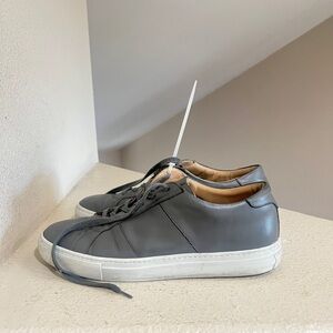 GREATS BROOKLYN Men's Gray Leather White Trim Shoes Made in Italy Size 10.5